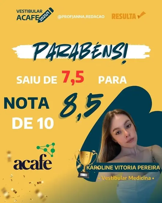 Evolução de nota de aluno no vestibular de Medicina ACAFE